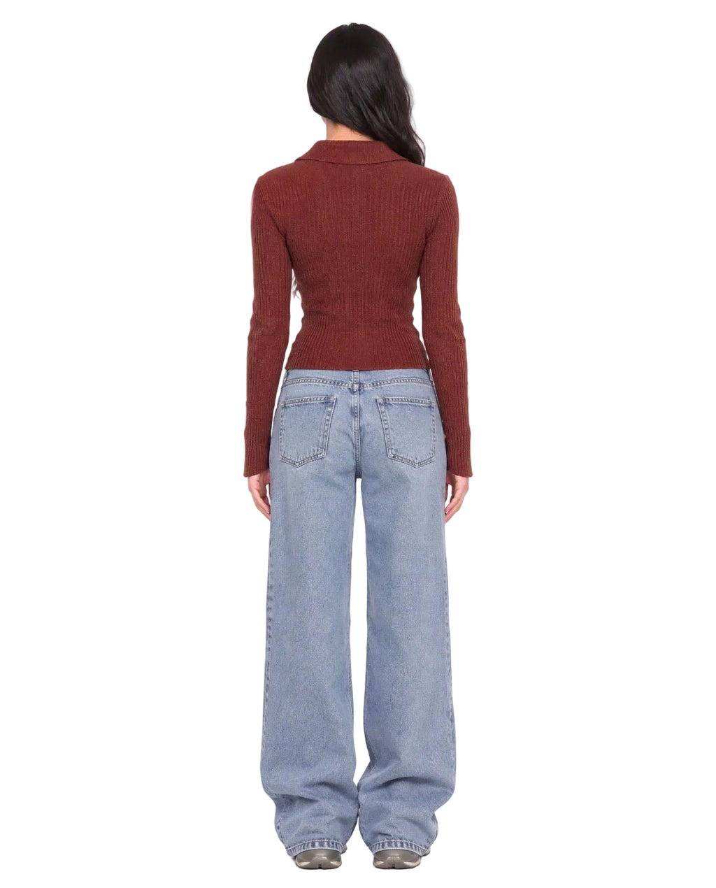 Women’s Ribbed Zip-Up Brown