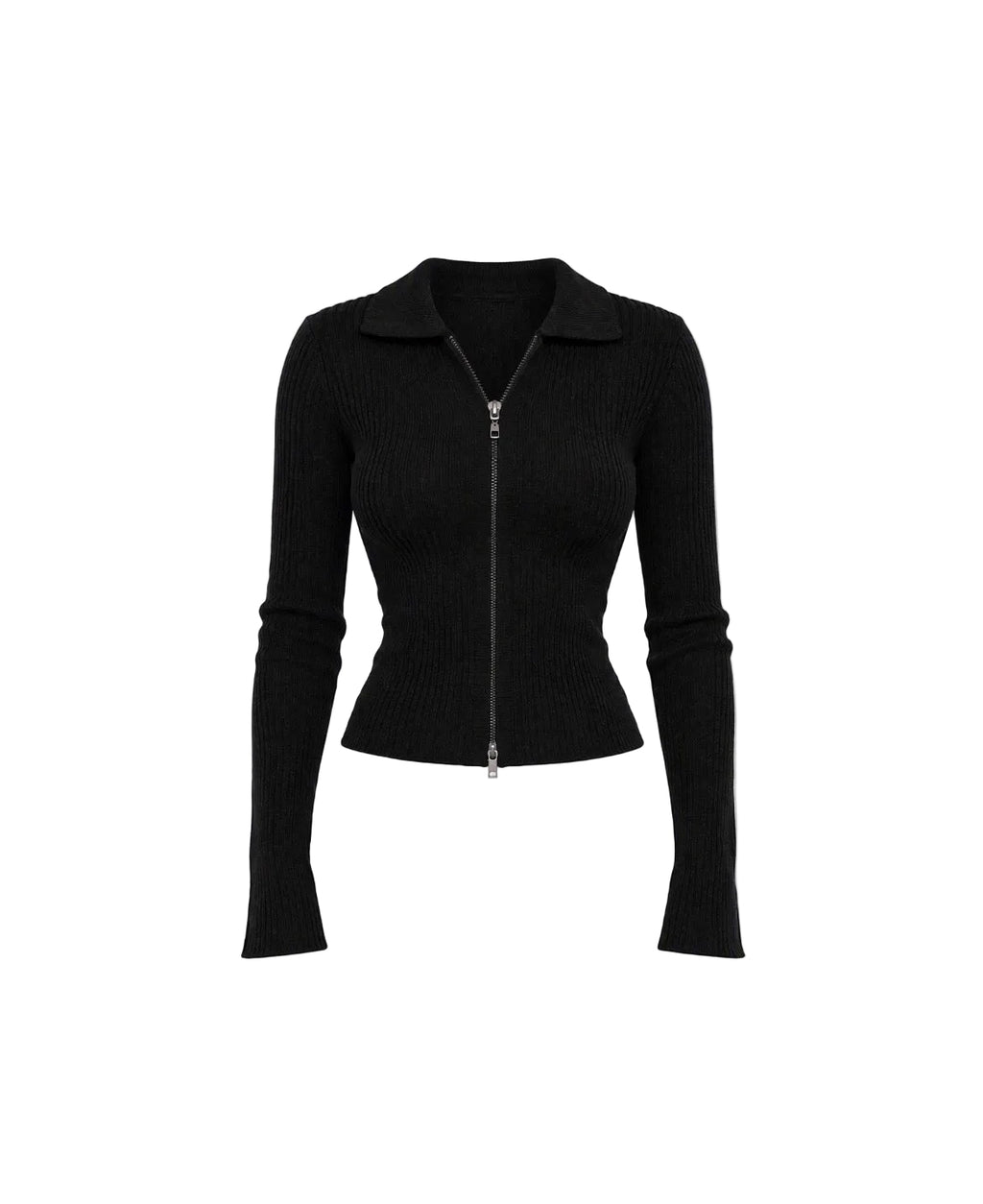 Women’s Ribbed Zip-Up Black – COMMA