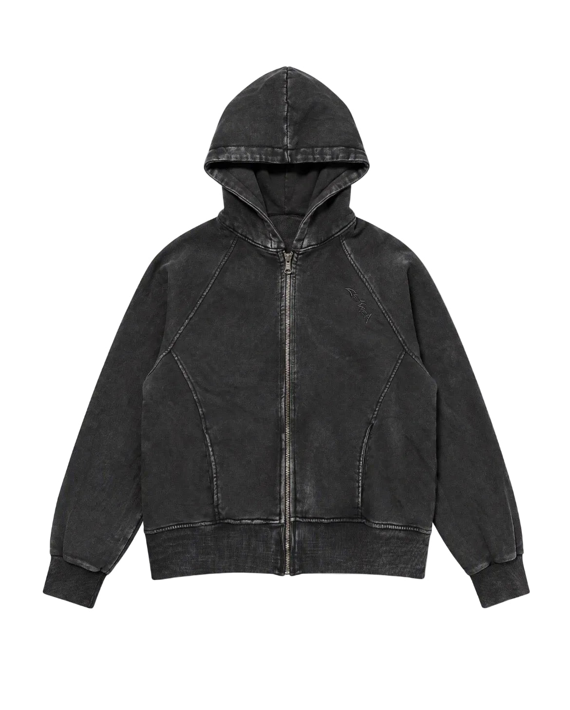 Women’s Cropped Zip-Up Washed Black