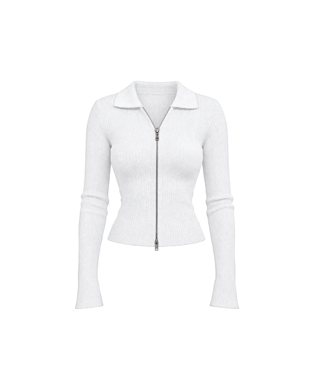 Women’s Ribbed Zip-Up  Off White