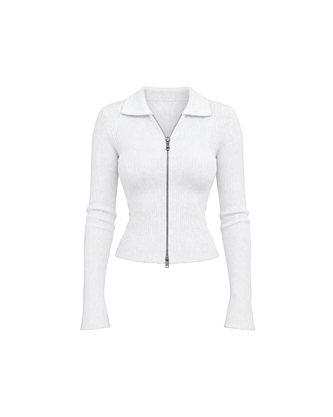 Women’s Ribbed Zip-Up  Off White