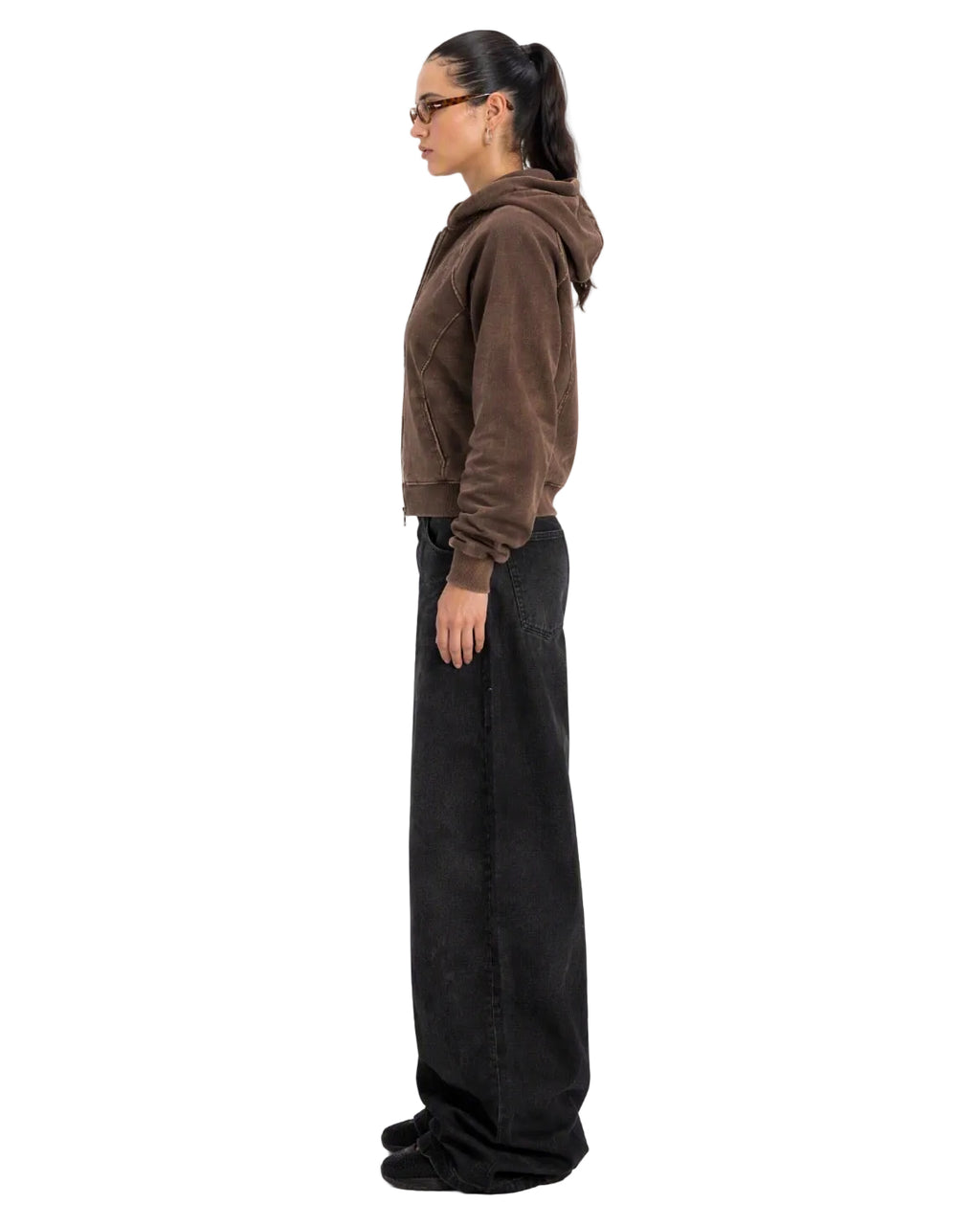 Women’s Cropped Zip-Up Brown