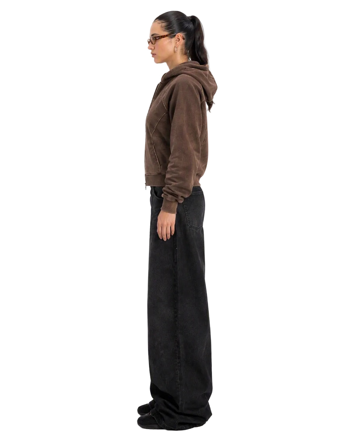 Women’s Cropped Zip-Up Brown