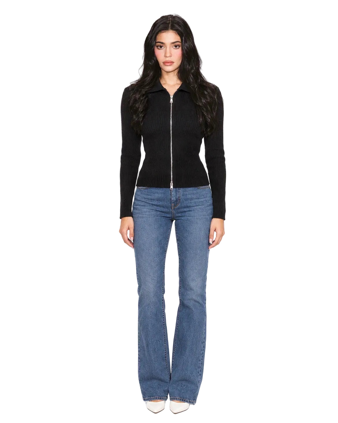 Women’s Ribbed Zip-Up Black