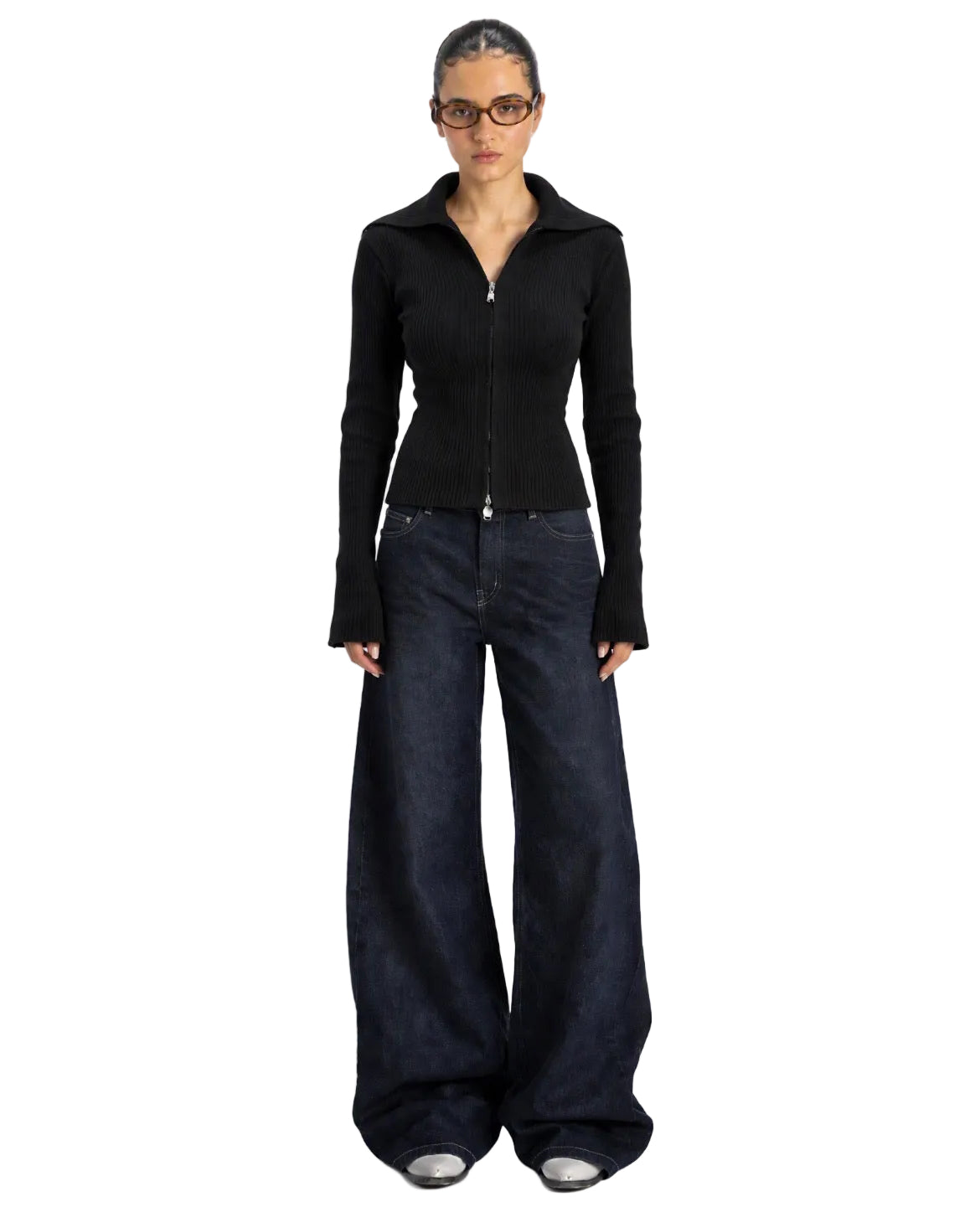 Women’s Ribbed Zip-Up Black