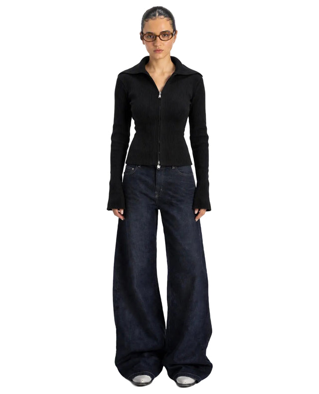 Women’s Ribbed Zip-Up Black – COMMA